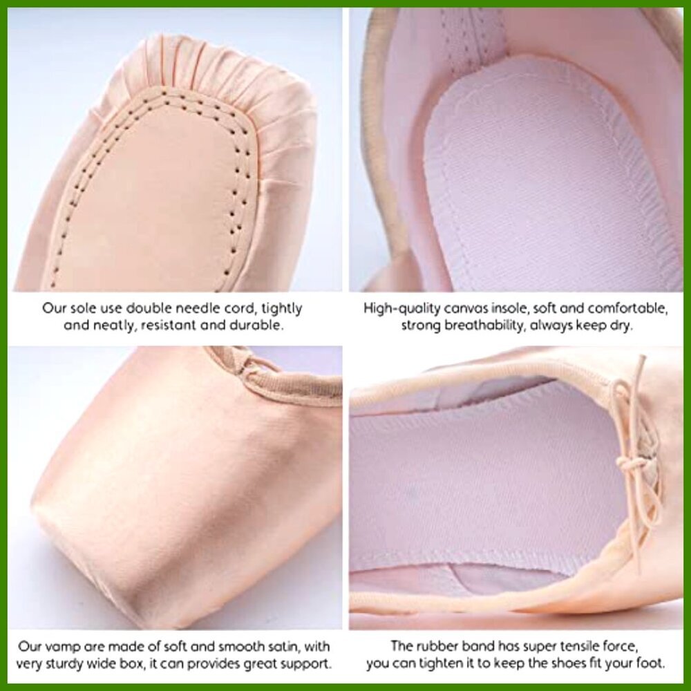 Satin Pointe Shoes Professional Ballet Dance Shoes with Ribbon - Picture 4 of 7